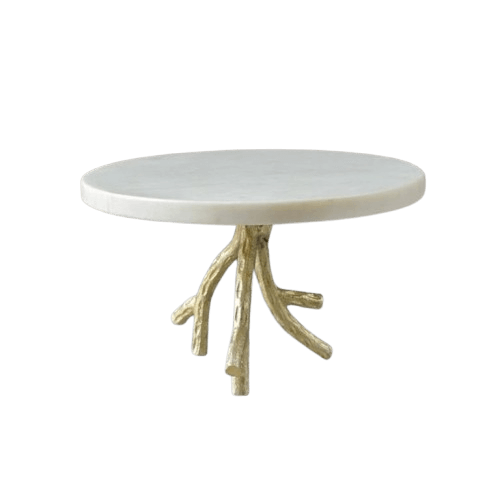 MARBLE & ALUMINIUM CAKE STAND ROUND (NATURAL)